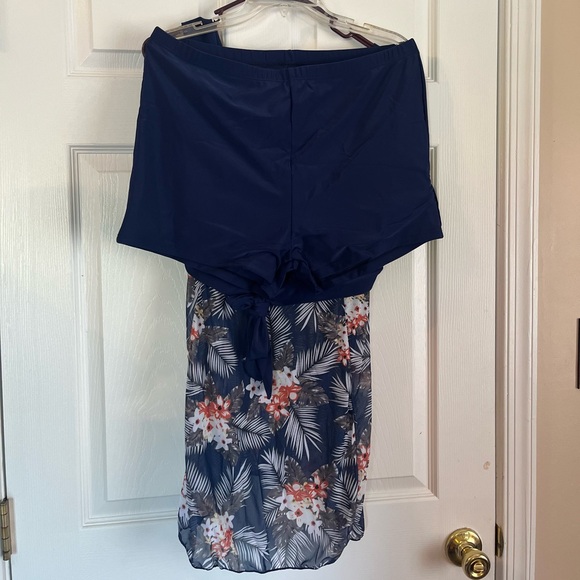 Women Plus Size Navy Blue Tankini Swimwear Bathing Suit Vacation Set 16W 20W 22W - Picture 7 of 12